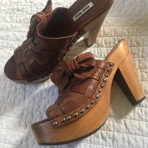 Miu Miu platform slide in leather sandals